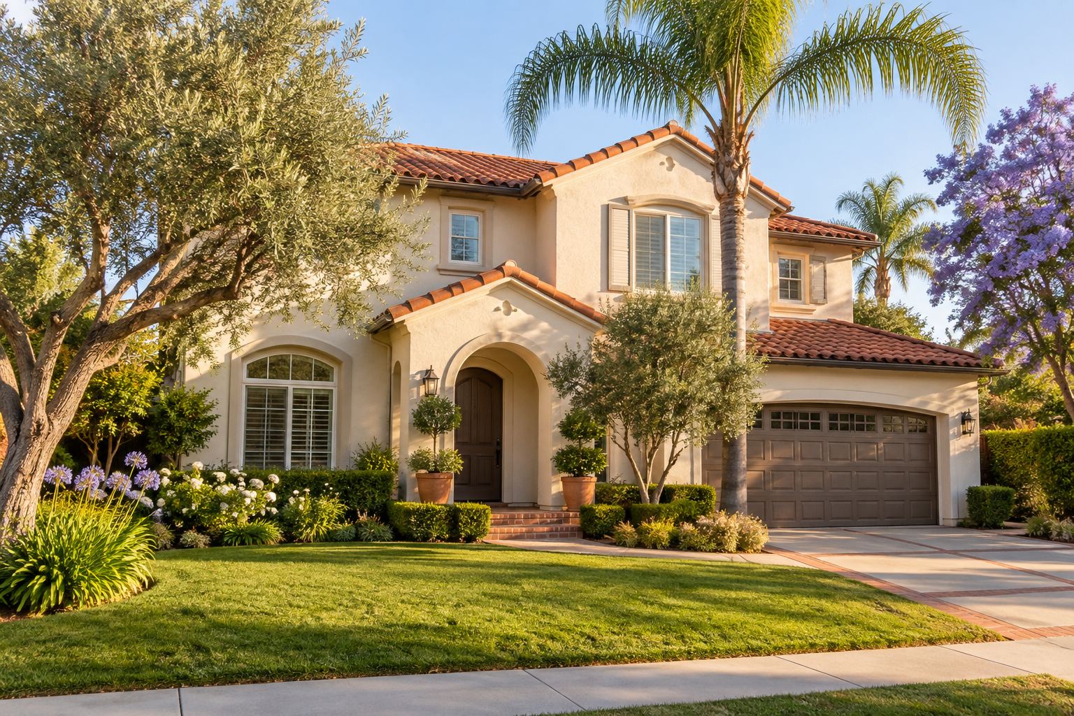 A San Fernando Valley home with a tidy front yard, illustrative