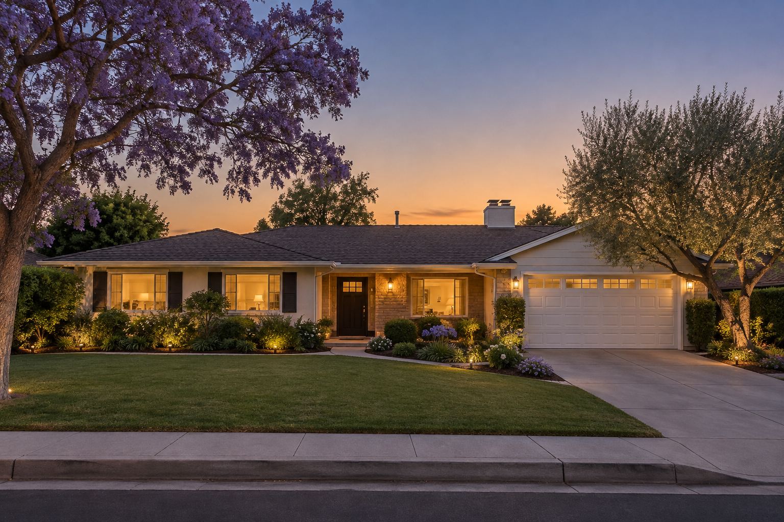 A Encino home at dusk, illustrative